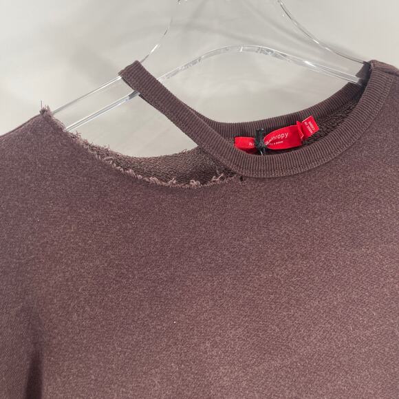 n:Philanthropy Mini Dress Distressed Brown Long Sleeve Size Small New With Tags - Picture 12 of 14